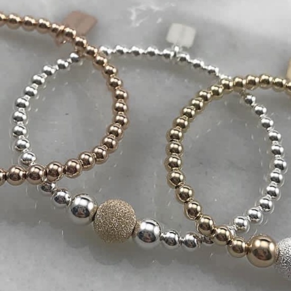 Sterling Silver Stretch Bracelet with 14K Gold Filled Stardust Spacer - Picture 9 of 9